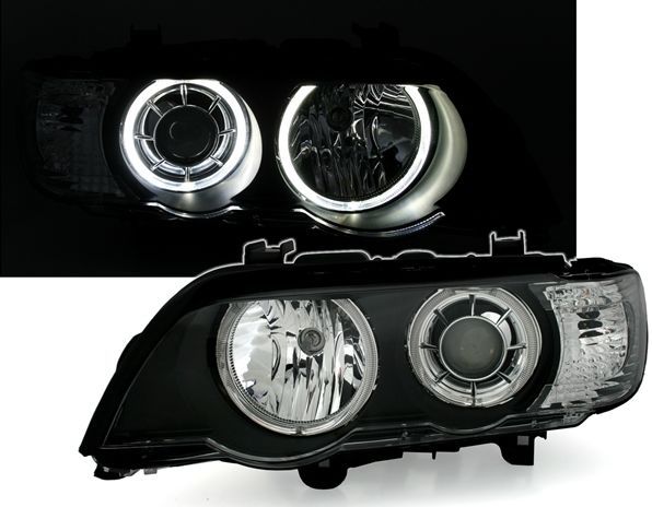 Кристални фарове Angel Eyes BMW X5 E53 (1999-2003) - черни