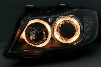 Кристални фарове  Angel Eyes BMW E90  (2005-2009) - черни