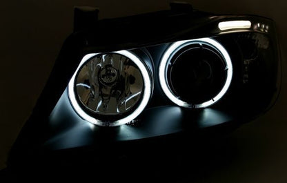 Кристални фарове  Angel Eyes BMW E90  (2005-2009) - черни