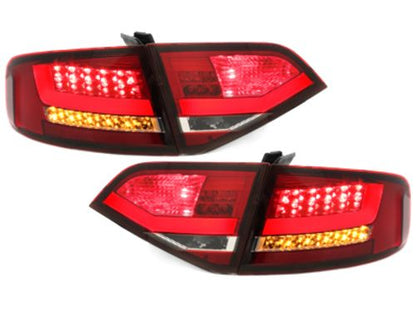 Диодни стопове  AUDI A4 седан (2007+) - червени / хром