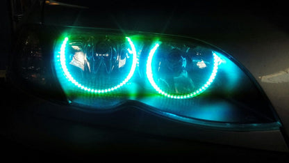 RGB Диодни Ангелски Очи за BMW E46 купе (2003+) - със смяна на цветовете
