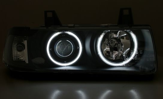 Кристални фарове CCFL Angel Eyes BMW E36 (91-99) 2d coupe - черни