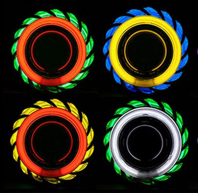 Биксенон лупи за вграждане MORIMOTO MINI SPIRAL 2.5" - с бял вътрешен и зелен външен ринг