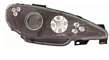 Кристални фарове за PEUGEOT 206 - черни с диоди