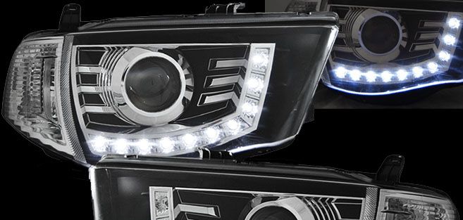 Кристални фарове Mitsubishi L200 (2006+) - черни