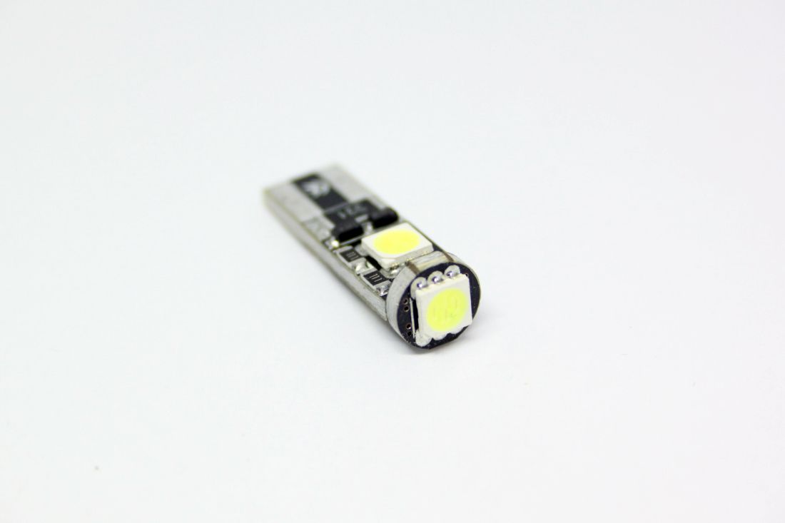 Лед крушки тип T10 с 3 SMD диода - Canbus 5000K