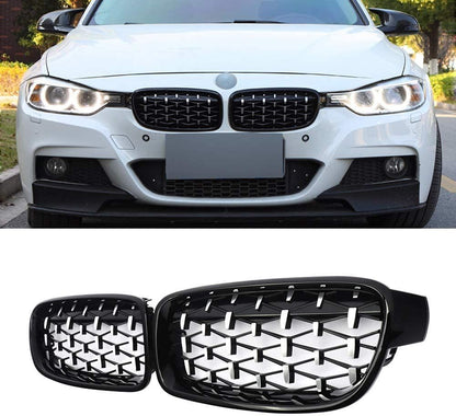 Решетки за BMW F30 (2011+) - Гланц - Diamond Design - хром / черно