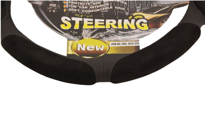 Калъф за волан от еко кожа 38см - Race - черен цвят