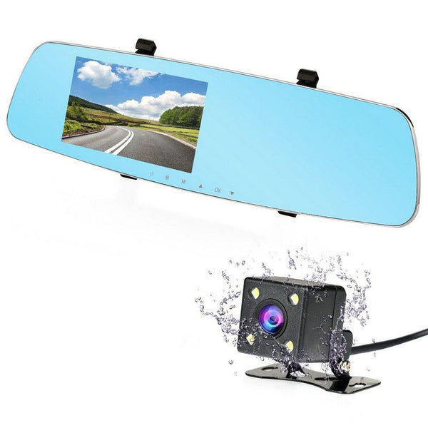 Видеорегистратор DVR 1080 FULL HD с 4,5" LCD дисплей в огледалото и камера за задно виждане и запис