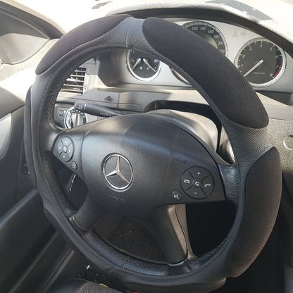 Калъф за волан от еко кожа 38см - Race - черен цвят