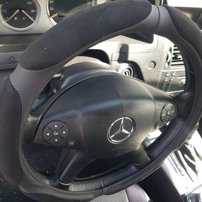 Калъф за волан от еко кожа 38см - Race - черен цвят