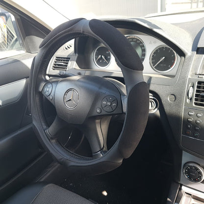 Калъф за волан от еко кожа 38см - Race - черен цвят