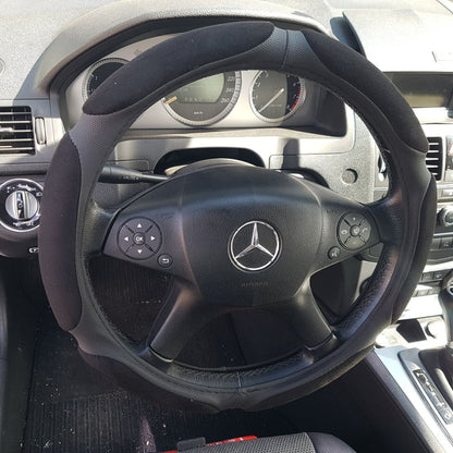 Калъф за волан от еко кожа 38см - Race - черен цвят