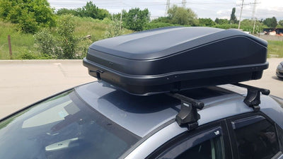 Автобокс Junior Easy 145x94x40cm с 85 mm крепежи, с ключ, 420 литра - черен