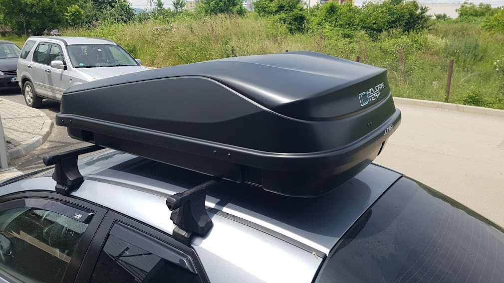 Автобокс Junior Easy 145x94x40cm с 85 mm крепежи, с ключ, 420 литра - черен