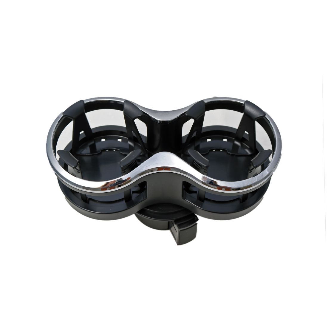 Поставка за две чаши за залепване върху равна повърхонст - черна със сребрист ръб