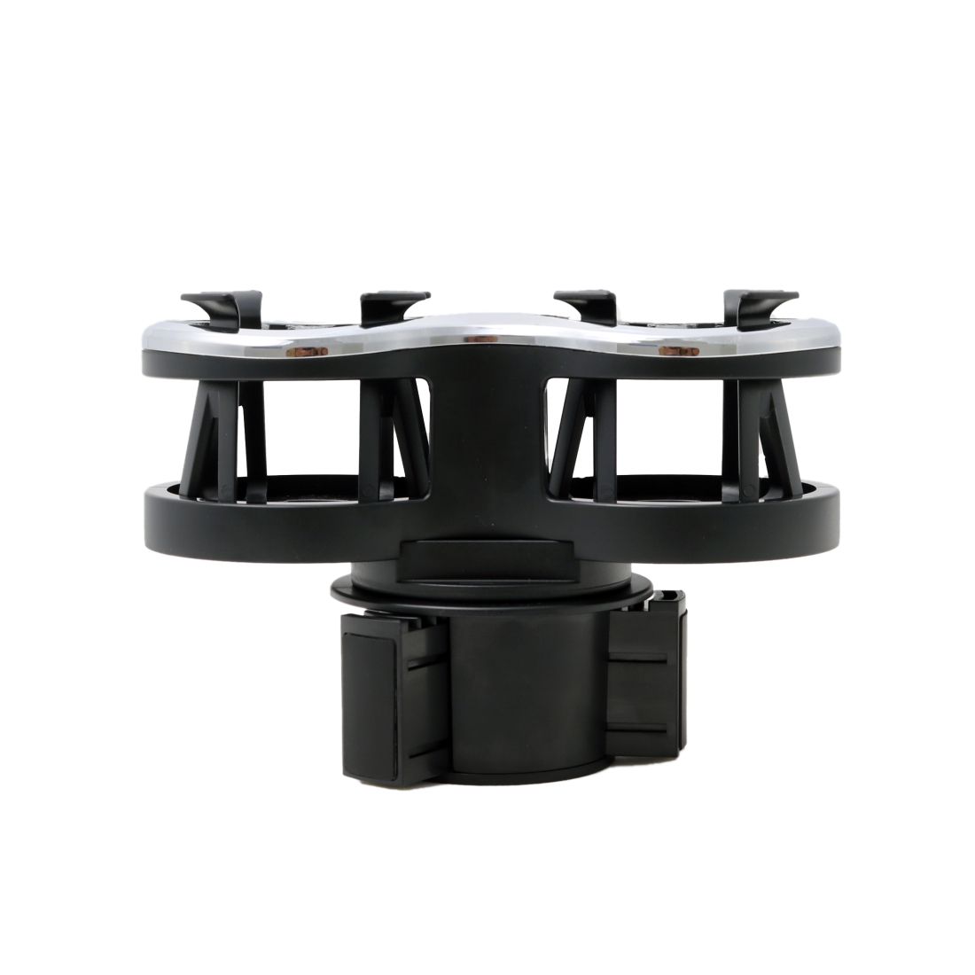 Поставка за две чаши за залепване върху равна повърхонст - черна със сребрист ръб