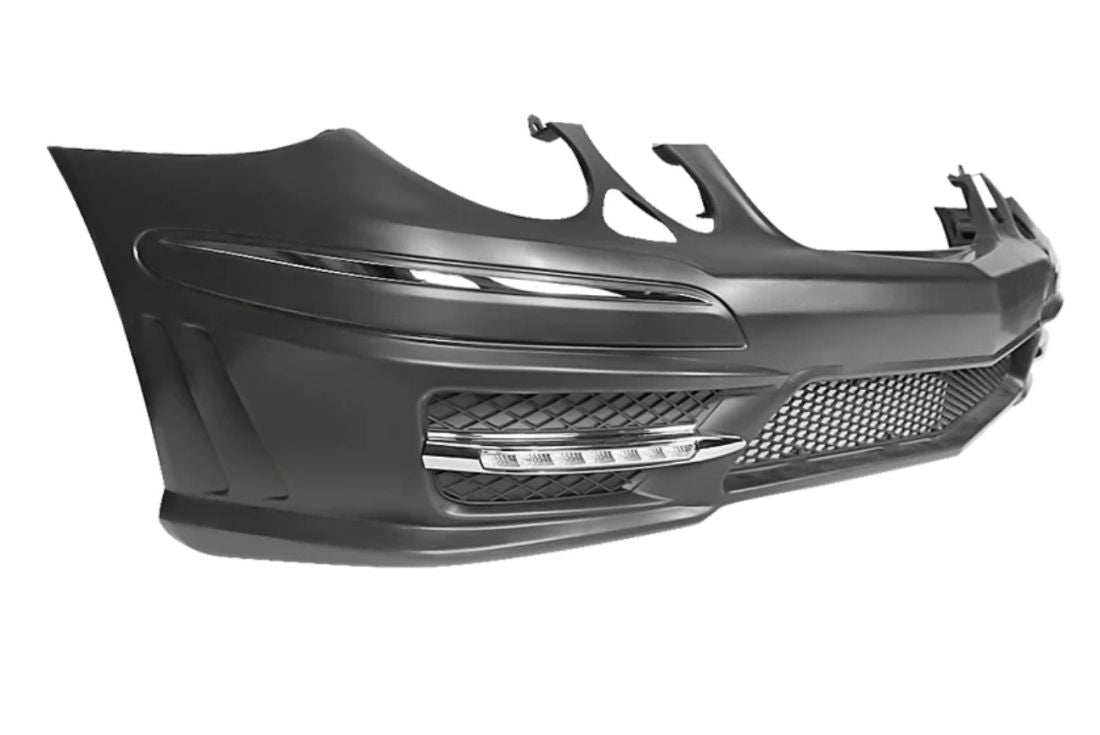 Предна броня за Mercedes W211 E-Class (2006-2009) - AMG Design с LED светлини