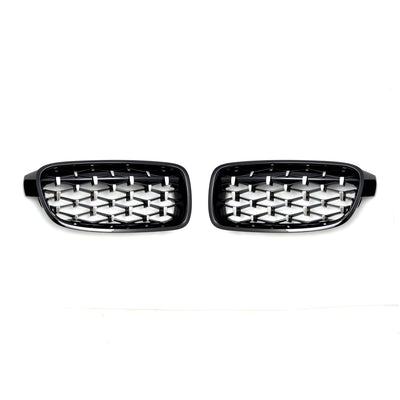 Решетки за BMW F30 (2011+) - Гланц - Diamond Design - хром / черно