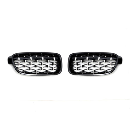 Решетки за BMW F30 (2011+) - Гланц - Diamond Design - хром / черно