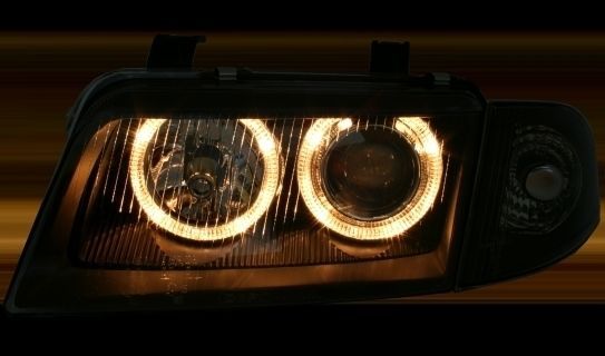 Кристални фарове за Audi A4 Angel Eyes (1995-1998) - черни
