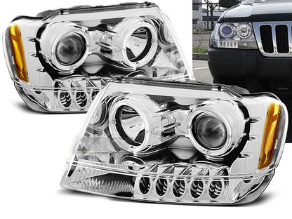 Кристални фарове Angel eyes Jeep Grand Cherokee (99-05) - хром