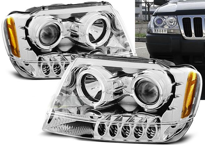 Кристални фарове Angel eyes Jeep Grand Cherokee (99-05) - хром