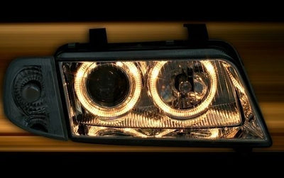 Кристални фарове за Audi A4 Angel Eyes (1995-1998) - хром