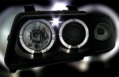Кристални фарове за Audi A4 Angel Eyes (1995-1998) - черни
