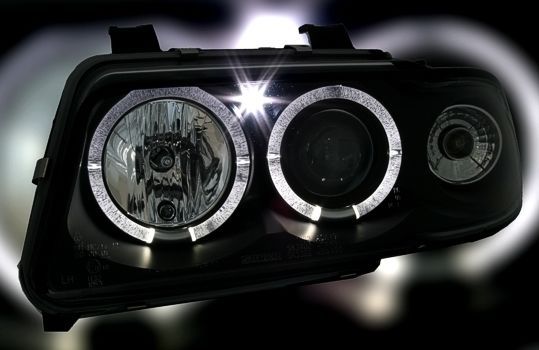 Кристални фарове за Audi A4 Angel Eyes (1995-1998) - черни