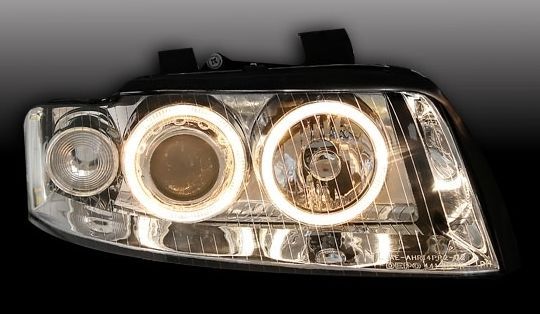 Кристални фарове за Audi A4 Angel Eyes (2001-2004) - хром