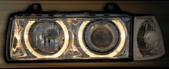 Кристални фарове за  BMW E36 Angel Eyes (1991-2000) 4d sedan - хром