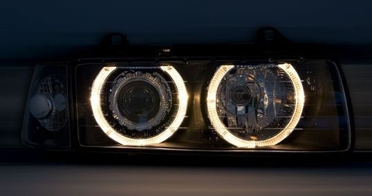 Кристални фарове  за BMW E36 Angel Eyes (1991-2000) 4d sedan - черни