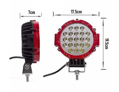 63W LED Мощен диоден фар,Червен, прожектор халоген джип ATV 4х4 офроуд