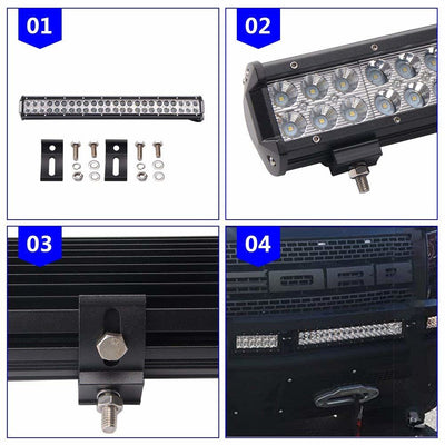 57 См Мощен LED бар Flexzon с Комбинирана Combo светлина 144W 48 LED 12V 24V АТВ, Джип, 4х4, Offroad